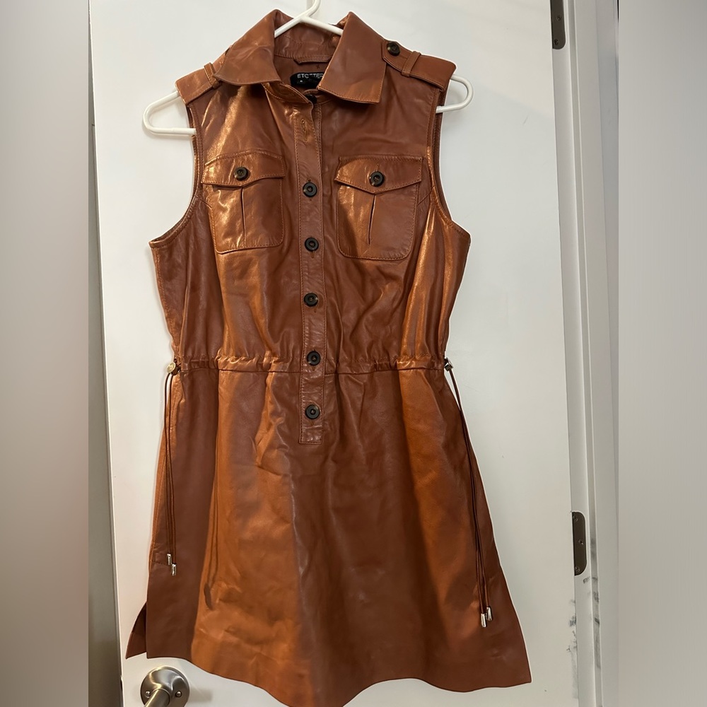 leather brown dress medium
